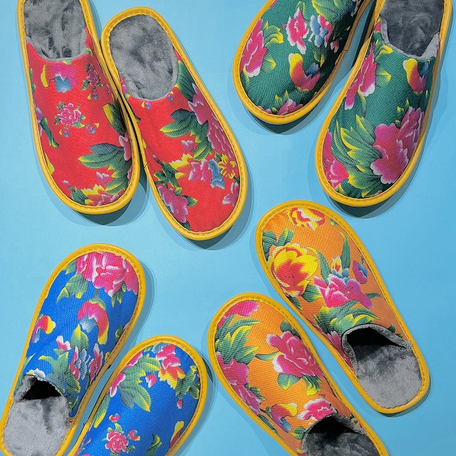 レトロチャイナ花布スリッパ/4色/3サイズ