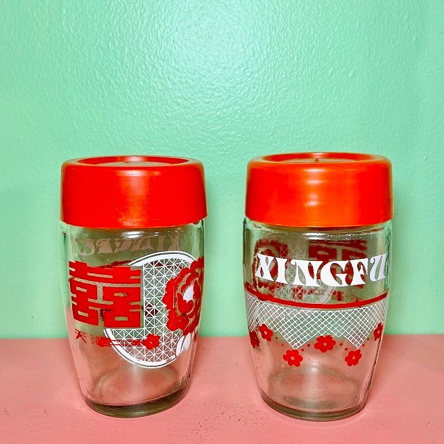 80sダブルハピネス＆XINGFU(幸福)ガラスボトル/再入荷/アウトレット