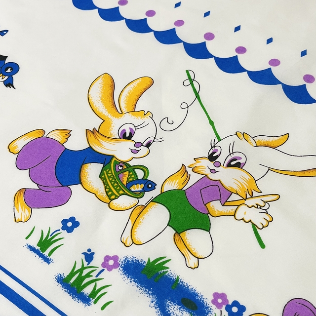 90sデザイン/復刻版/ファニーアニマルファブリック/猫とうさぎ