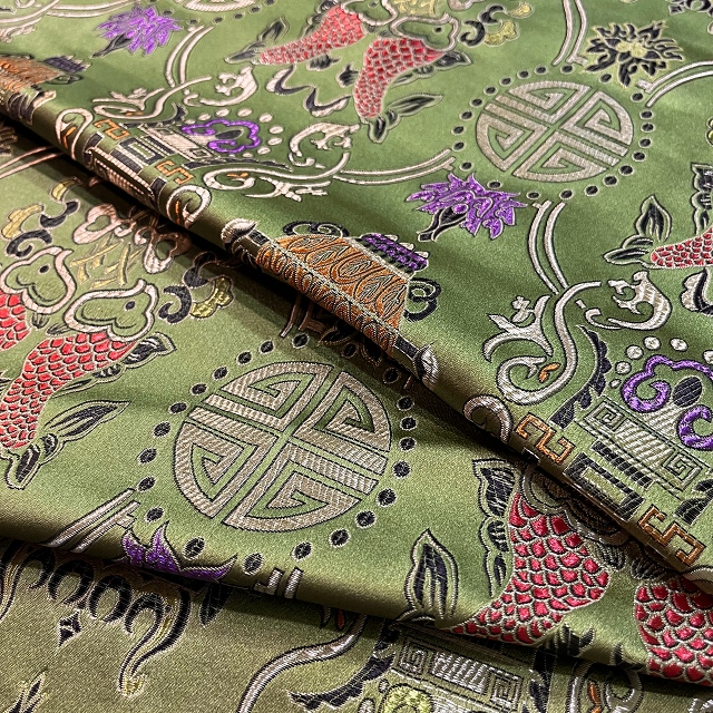 シノワズリファブリック/双魚/秋香緑