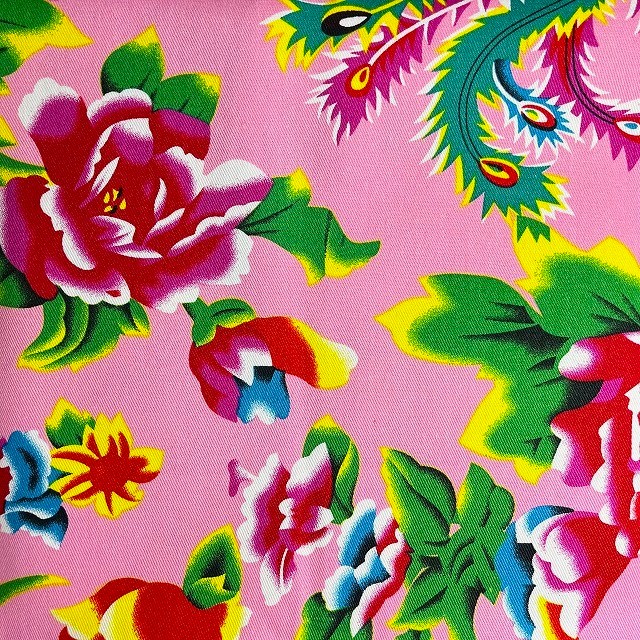 チャイナ花布/牡丹鳳凰/W幅/ピンク/再入荷