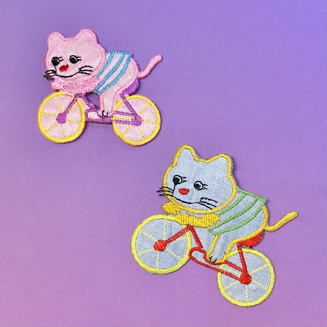 アップリケ/自転車猫ちゃん/再入荷